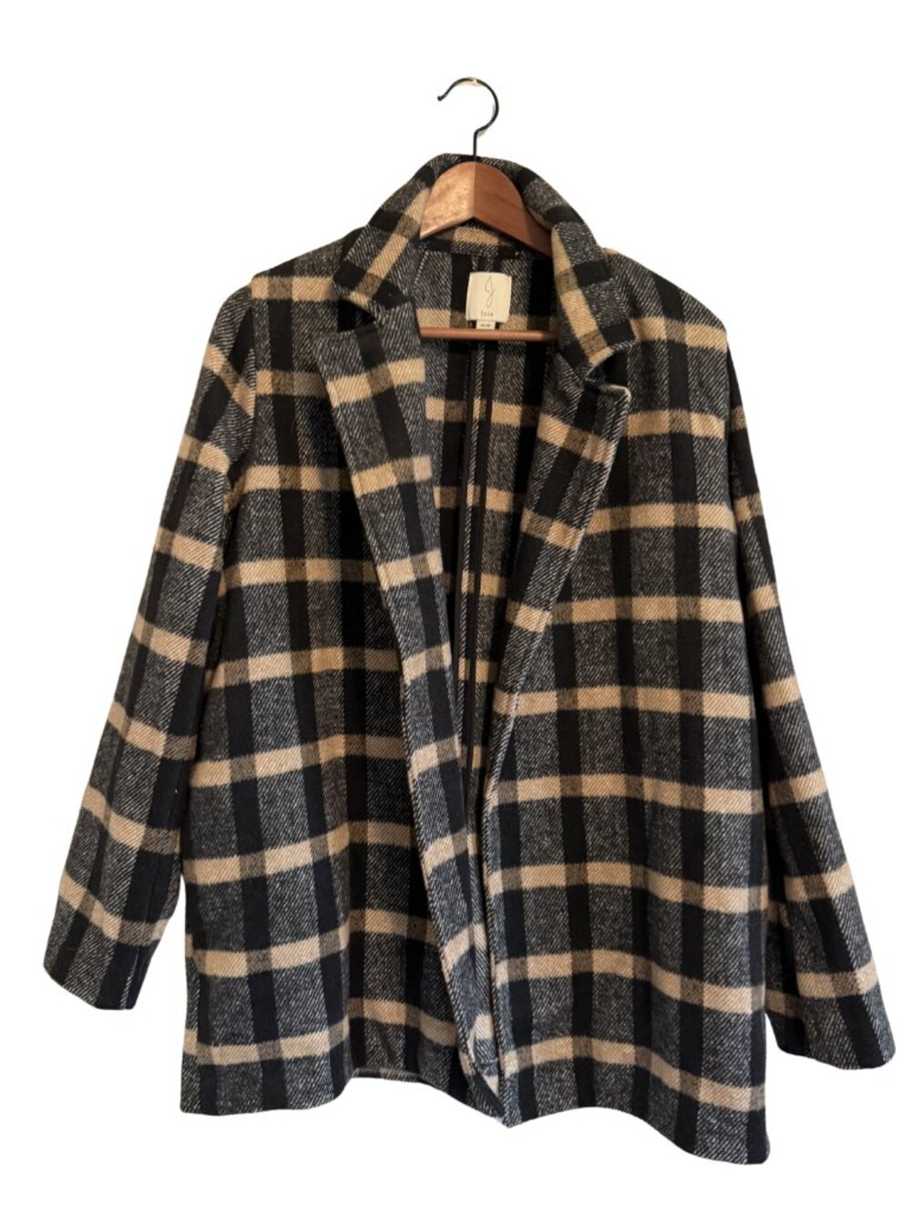 Joie Oversized Plaid Coat Jacket Wool Blend Size M